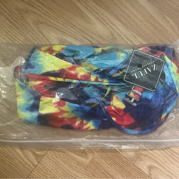 Zaful Rainbow tie dye Push up Underwire Bikini Set High Leg Bottom Triangle Top - Picture 3 of 3